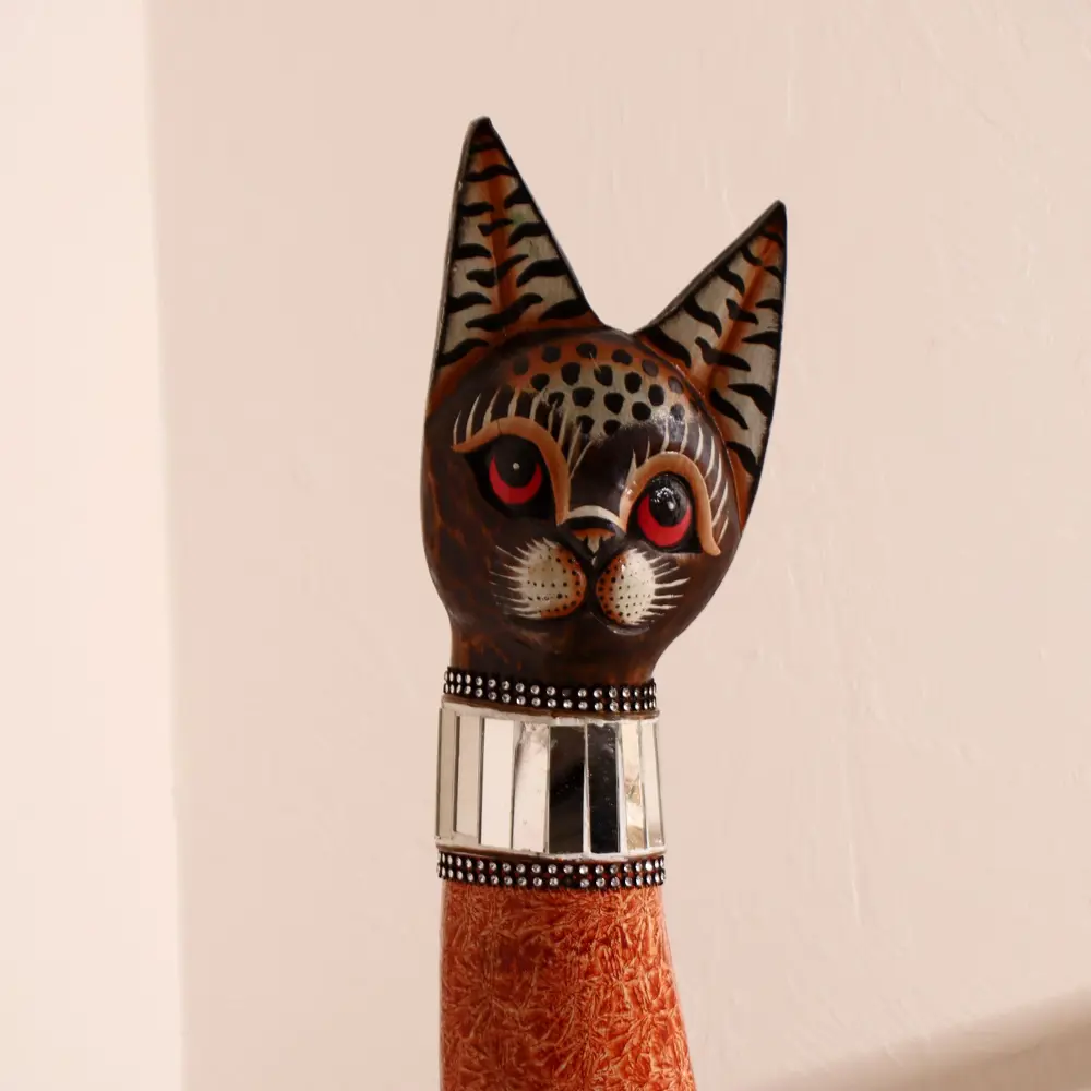 Фото 5 Сувенир интерьерный "Кошка в зеркальном ошейнике" 80x13x7 см