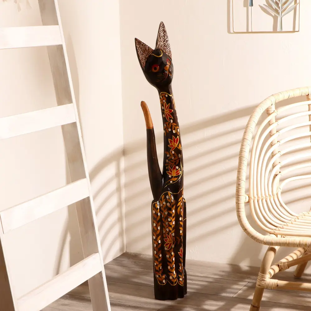 Фото 3 Сувенир интерьерный "Кошка с растительным принтом" 7x16x100 см Фото 3 Сувенир интерьерный "Кошка с растительным принтом" 7x16x100 см