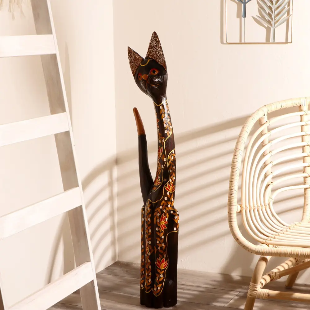 Фото 2 Сувенир интерьерный "Кошка с растительным принтом" 7x16x100 см Фото 2 Сувенир интерьерный "Кошка с растительным принтом" 7x16x100 см