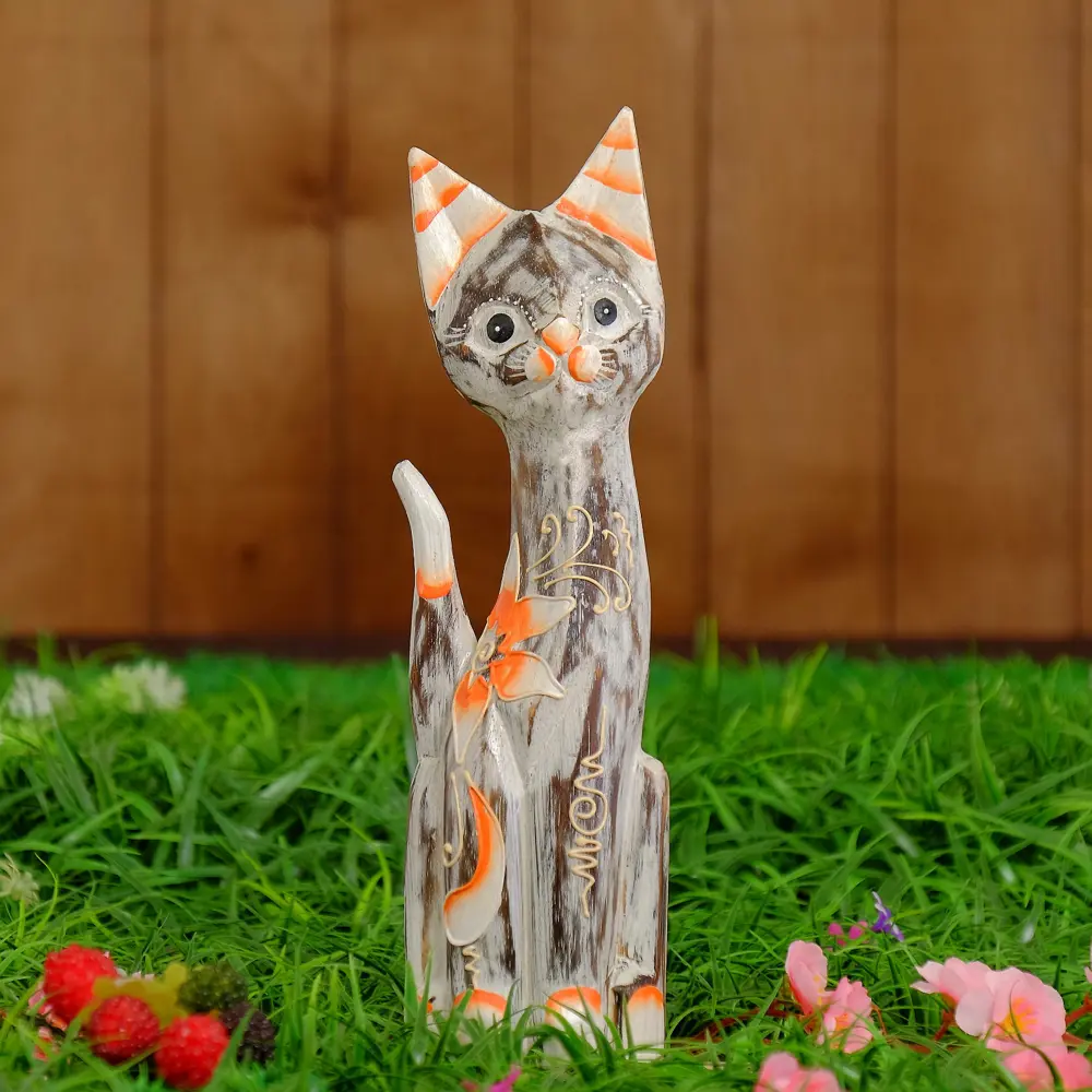 Фото Сувенир интерьерный "Кошка серая с цветком" 30x10x3 см Фото Сувенир интерьерный "Кошка серая с цветком" 30x10x3 см