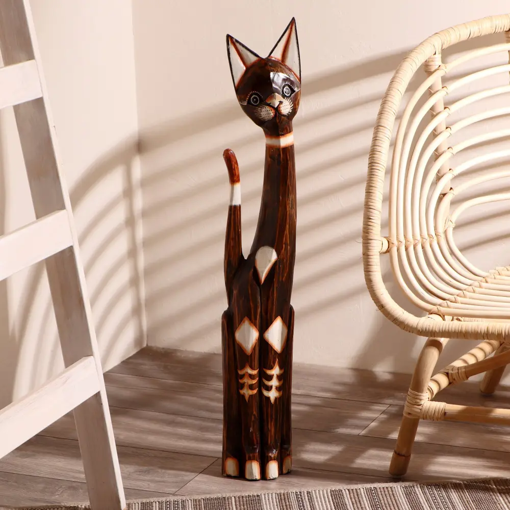 Фото Сувенир интерьерный "Кошка с цветами" 80x17x6 см