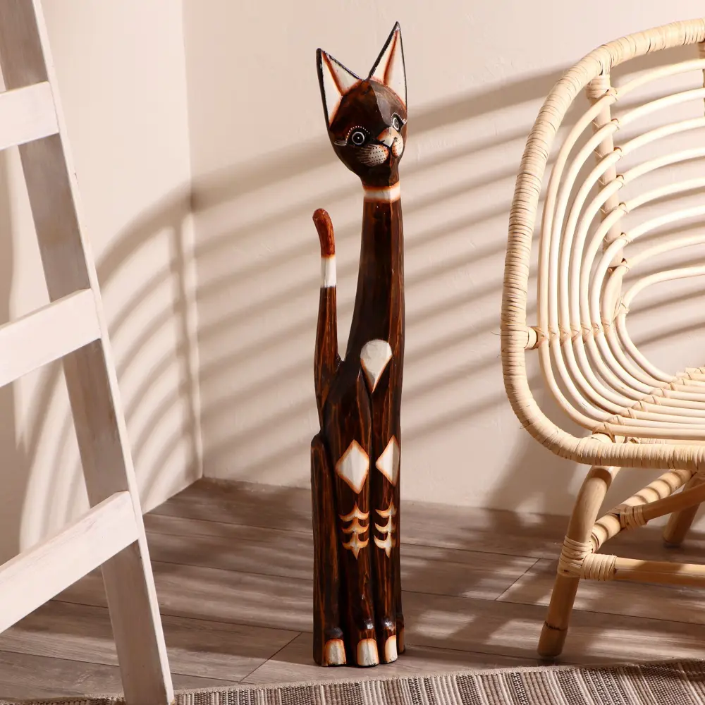 Фото 2 Сувенир интерьерный "Кошка с цветами" 80x17x6 см