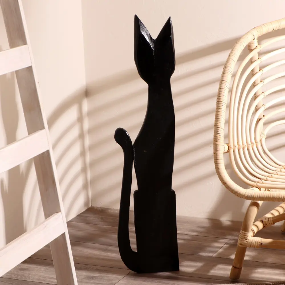 Фото 4 Сувенир интерьерный "Кошка чёрная с яркими цветочками" 18x7x80 см