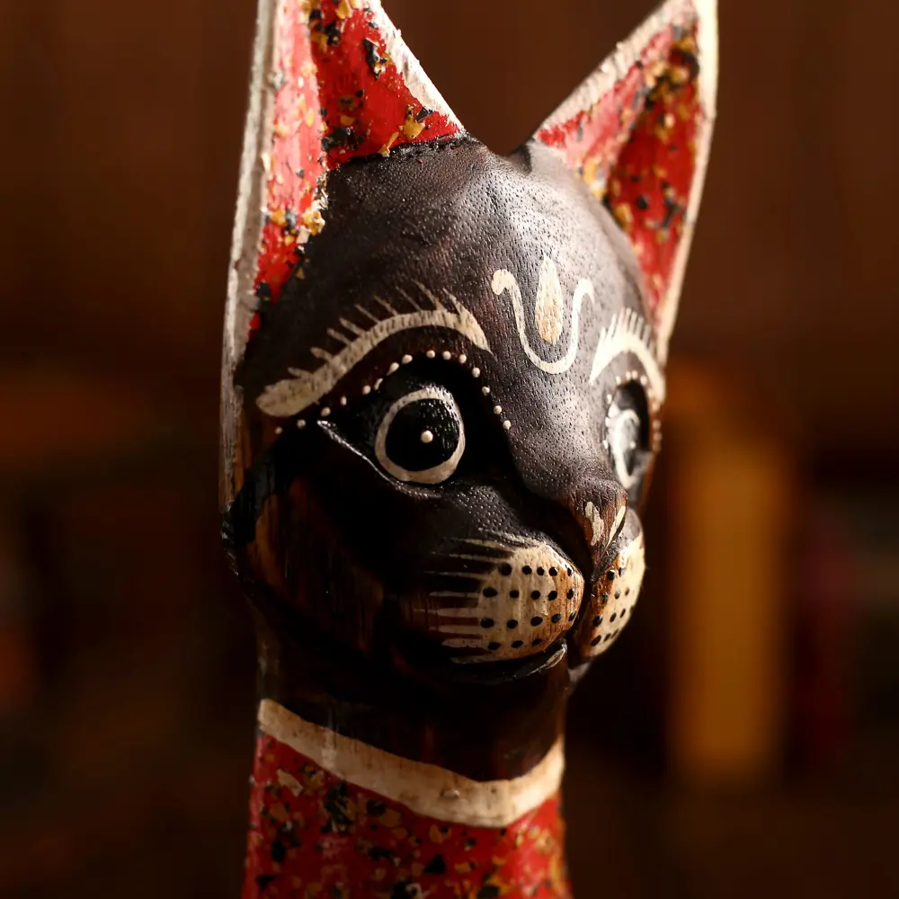 Фото 4 Сувенир интерьерный "Кошка тёмная с крапчатыми ушками" высота 50 см