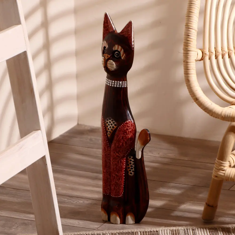 Фото 3 Сувенир интерьерный "Кошка красные лапки и уши" высота 50 см