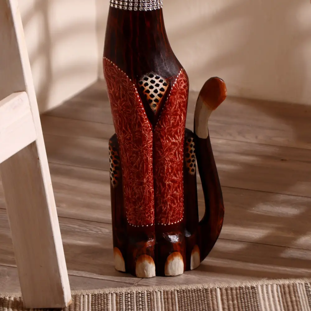 Фото 6 Сувенир интерьерный "Кошка красные лапки и уши" высота 50 см