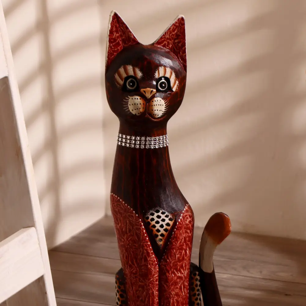 Фото 5 Сувенир интерьерный "Кошка красные лапки и уши" высота 50 см