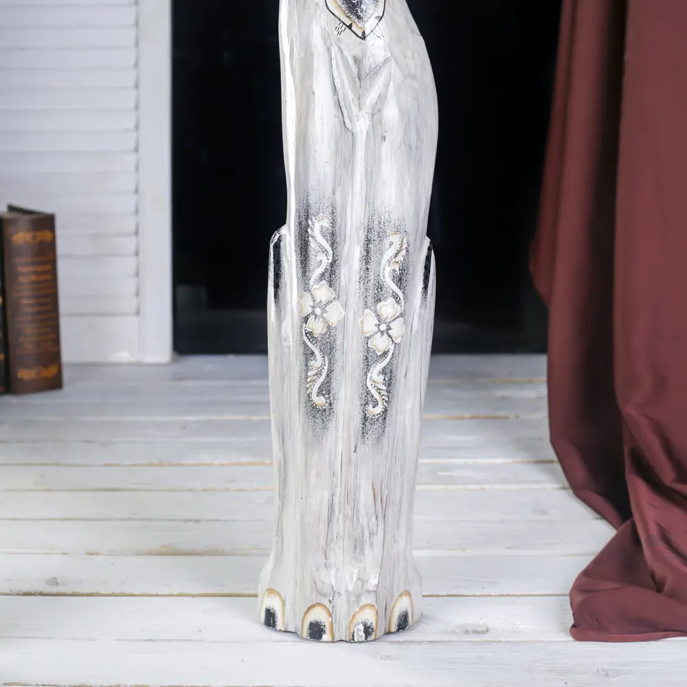 Фото 3 Сувенир интерьерный "Серая кошка в ошейнике из мозаики и с черепахой" 80x13x7 см