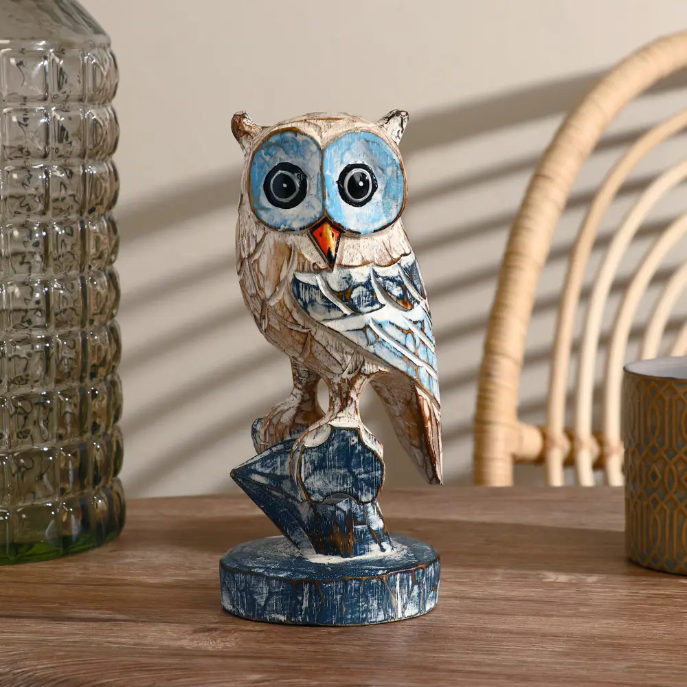 Фото Сувенир интерьерный "Сова на ветке" синяя 23 см Фото Сувенир интерьерный "Сова на ветке" синяя 23 см