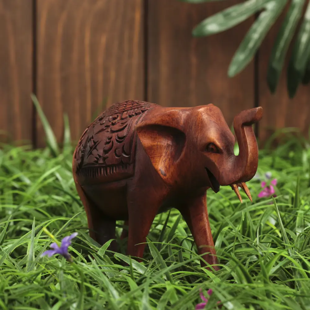 Фото 3 Сувенир интерьерный "Слон" резной коричневый цвет 10x14x6 см Фото 3 Сувенир интерьерный "Слон" резной коричневый цвет 10x14x6 см