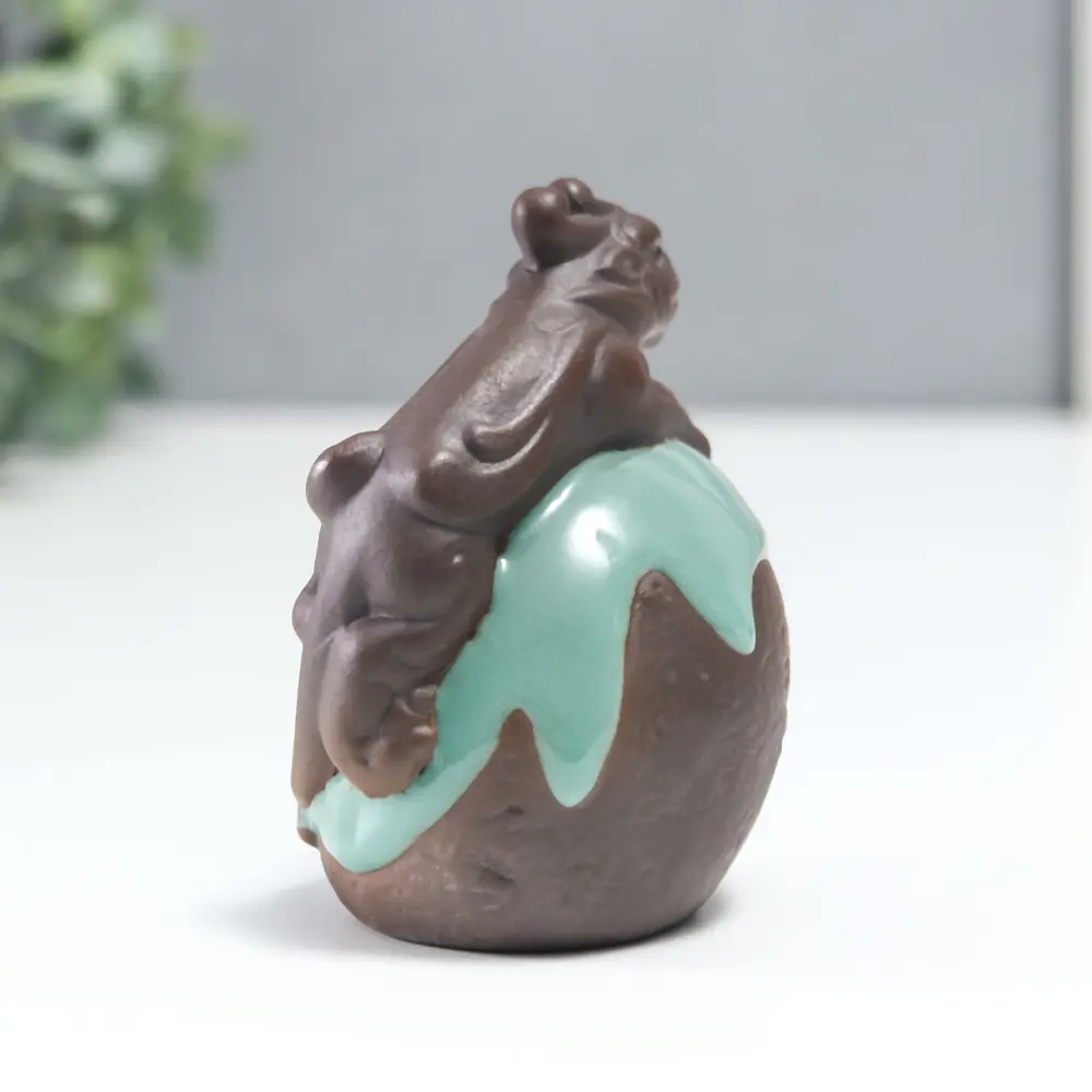 Фото 3 Сувенир интерьерный "Дракон на жемчужине" голубая глазурь 8.5x6.3 см