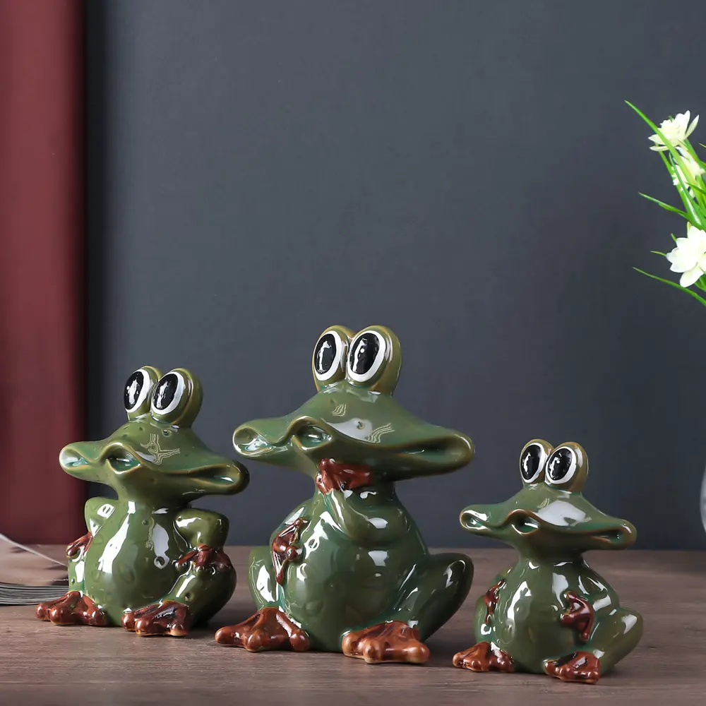 Фото 4 Набор сувениров интерьерных 3 шт "Лягушата" 16x13x9 см