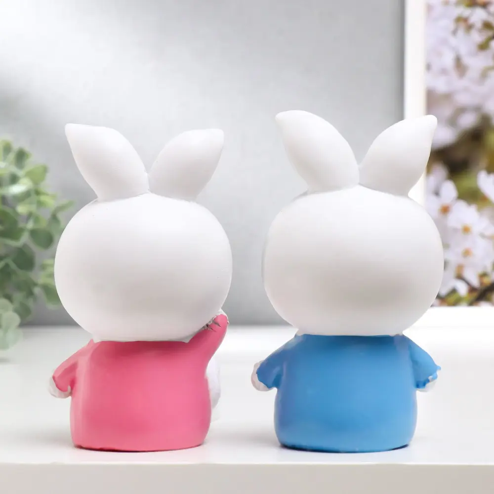 Фото 4 Сувенир интерьерный "Зайка с бантиком и длинными ножками" набор 2 шт 20x7x5.5 см