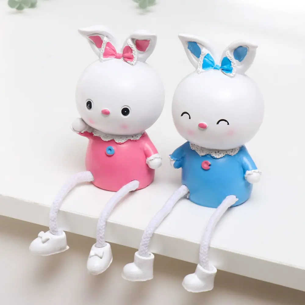 Фото 2 Сувенир интерьерный "Зайка с бантиком и длинными ножками" набор 2 шт 20x7x5.5 см