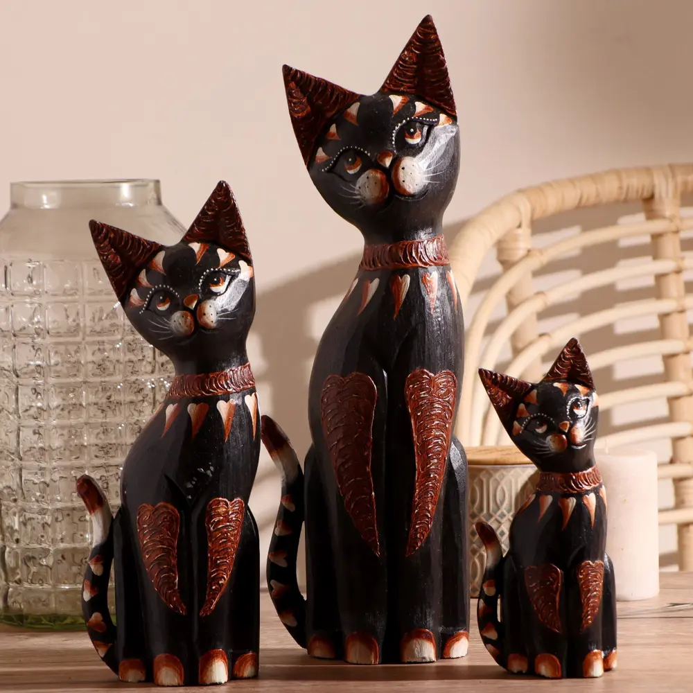 Фото Набор интерьерных сувениров 3 шт Кошки высота 20.30.40 см Фото Набор интерьерных сувениров 3 шт Кошки высота 20.30.40 см
