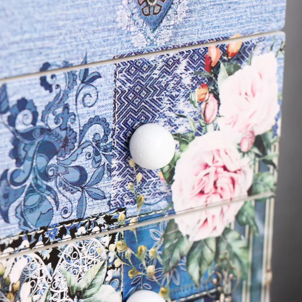 Фото 6 Шкатулка универсальная комод 3 ящика "Пэчворк и розовые пионы" 18.5x11.5x7.5 см