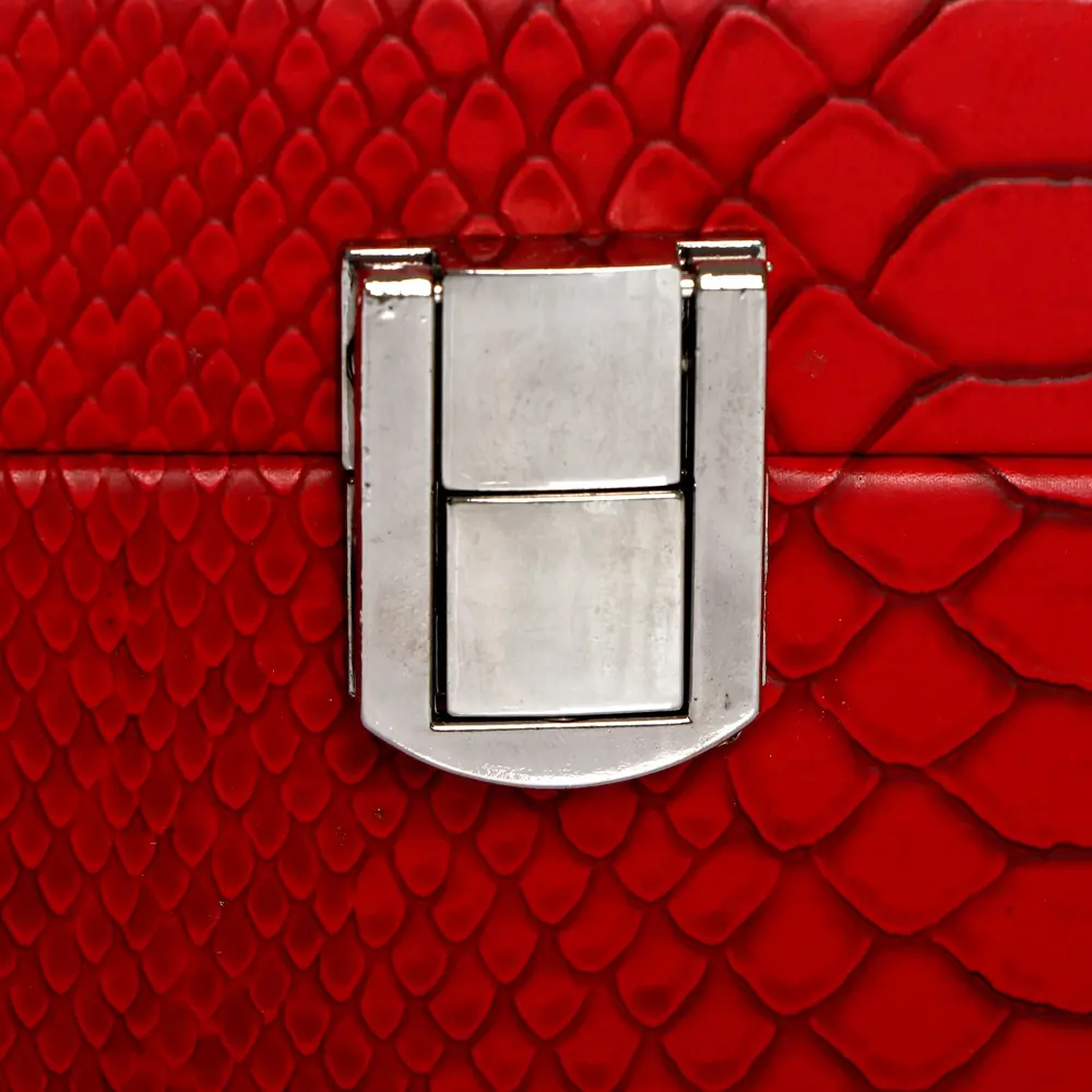 Фото 4 Шкатулка под часы 10 отделений "Питон бордовый с прожилками" 7.5x25.5x20 см