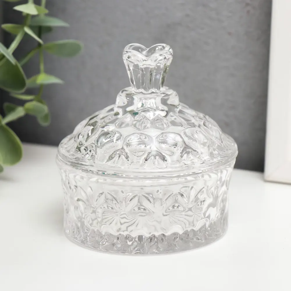 Фото Шкатулка универсальная "Узорная с куполом" прозрачная 8x8x9 см