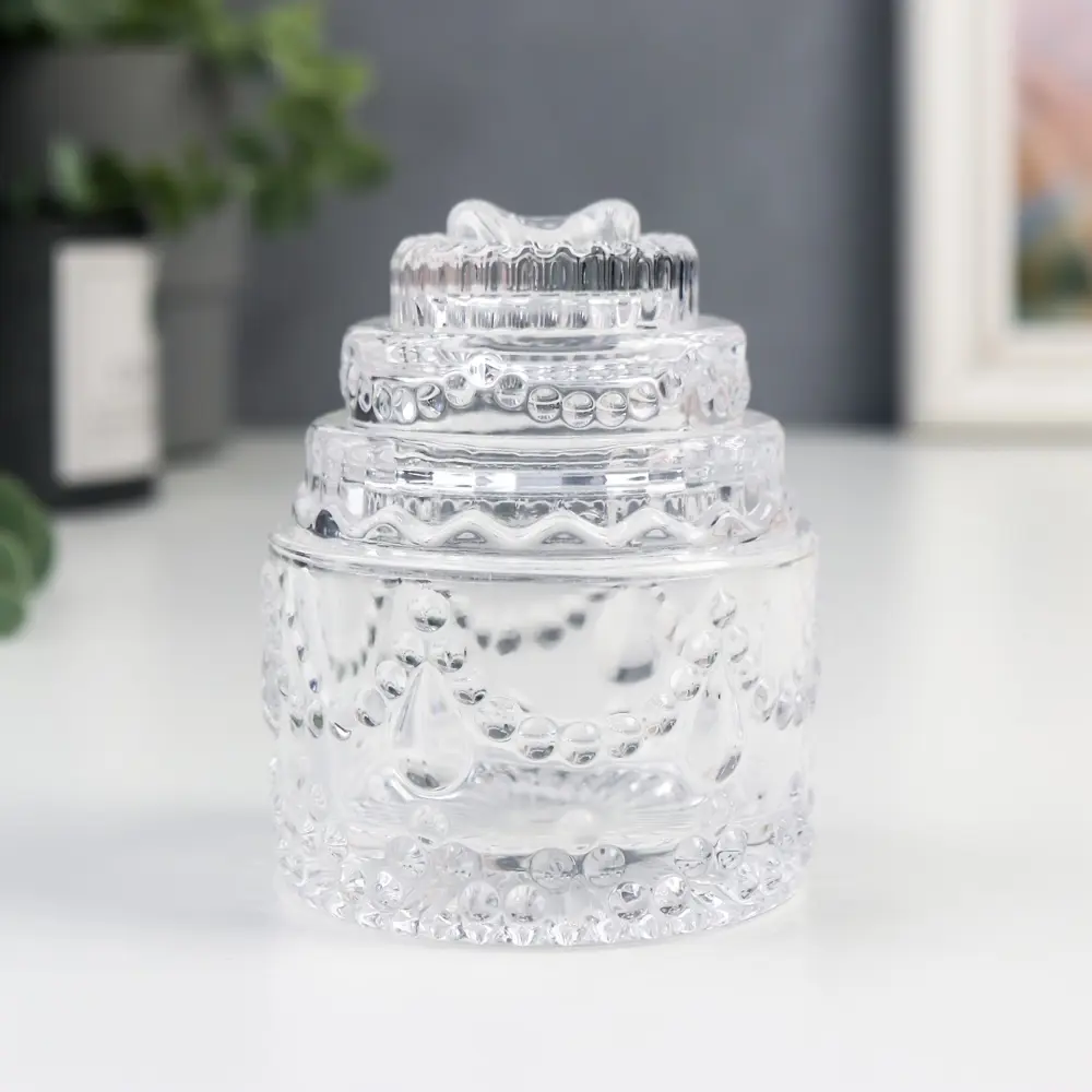 Фото Шкатулка универсальная "Тортик" прозрачный 8.5x7x7 см