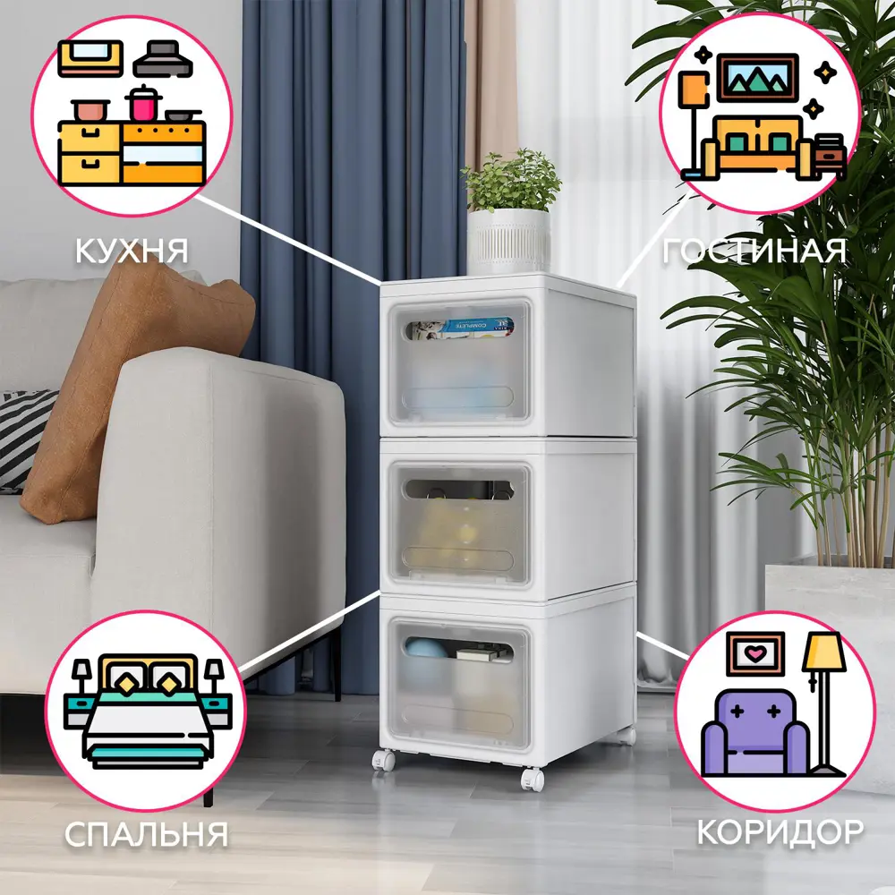 Фото 4 Ящик для хранения HOMSU вещей с крышкой Premium, 40x30x25 см Фото 4 Ящик для хранения HOMSU вещей с крышкой Premium, 40x30x25 см