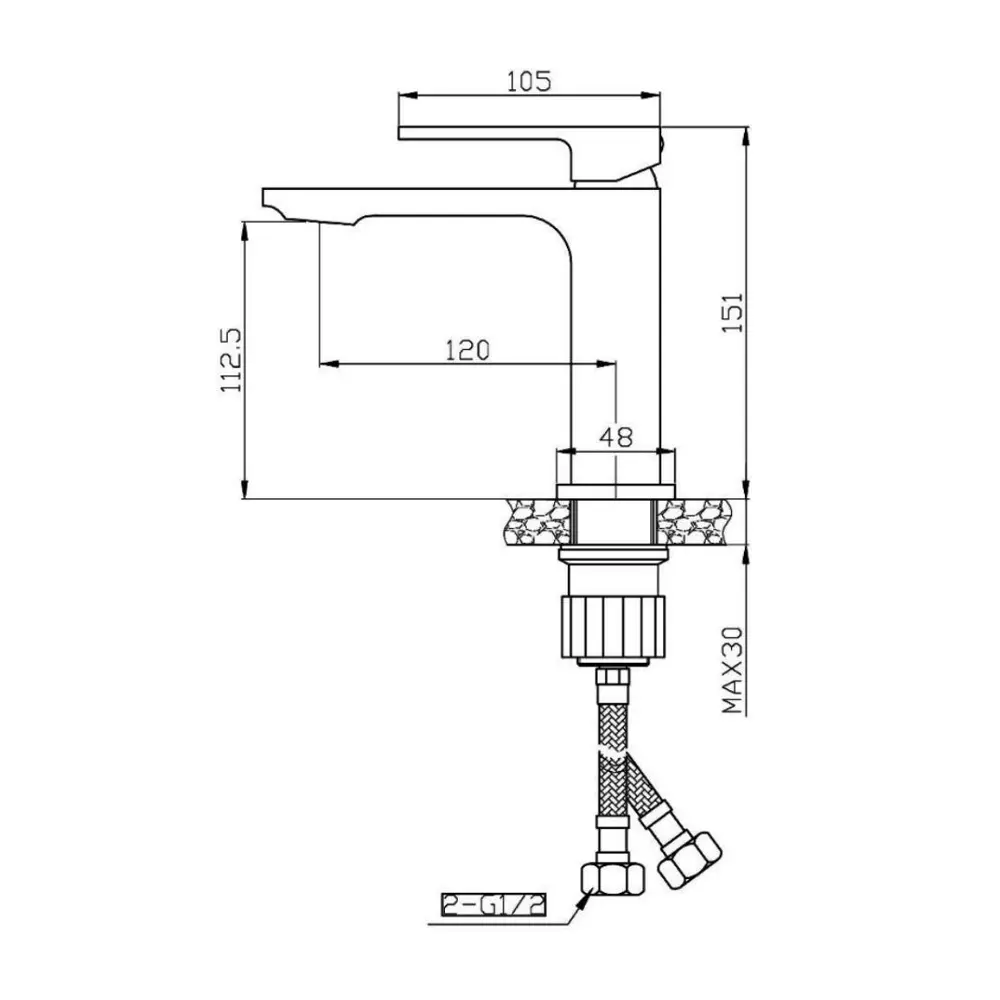 Фото 2 Смеситель для раковины Orange Lutz M04-021b однорычажный цвет черный матовый