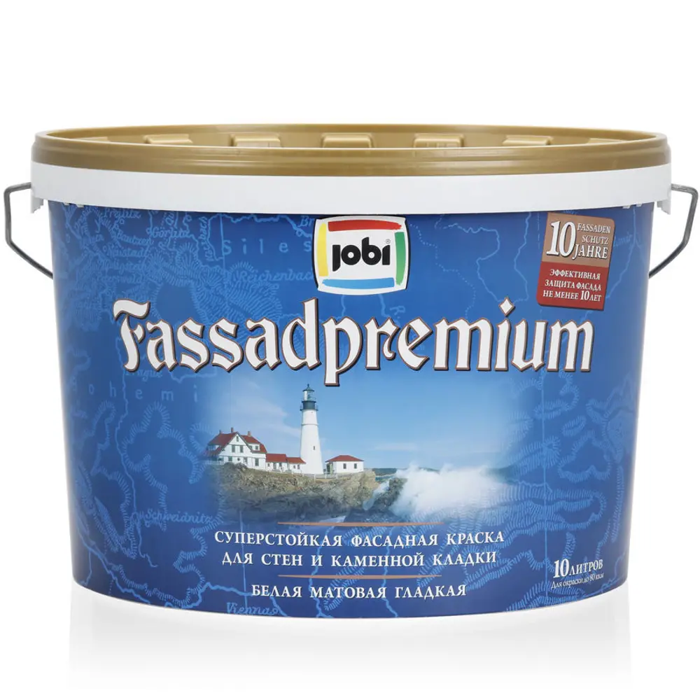 Фото Краска фасадная Jobi FassadPremium суперстойкая цвет белый 10 л