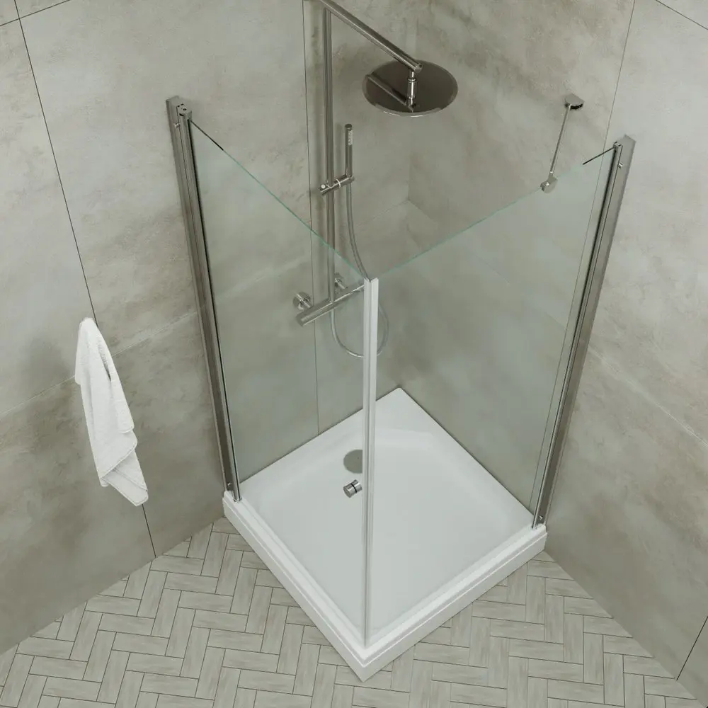 Фото 10 Душевой уголок Diwo 571089 прямой 89х89см хромированный профиль эффект стекла прозрачный