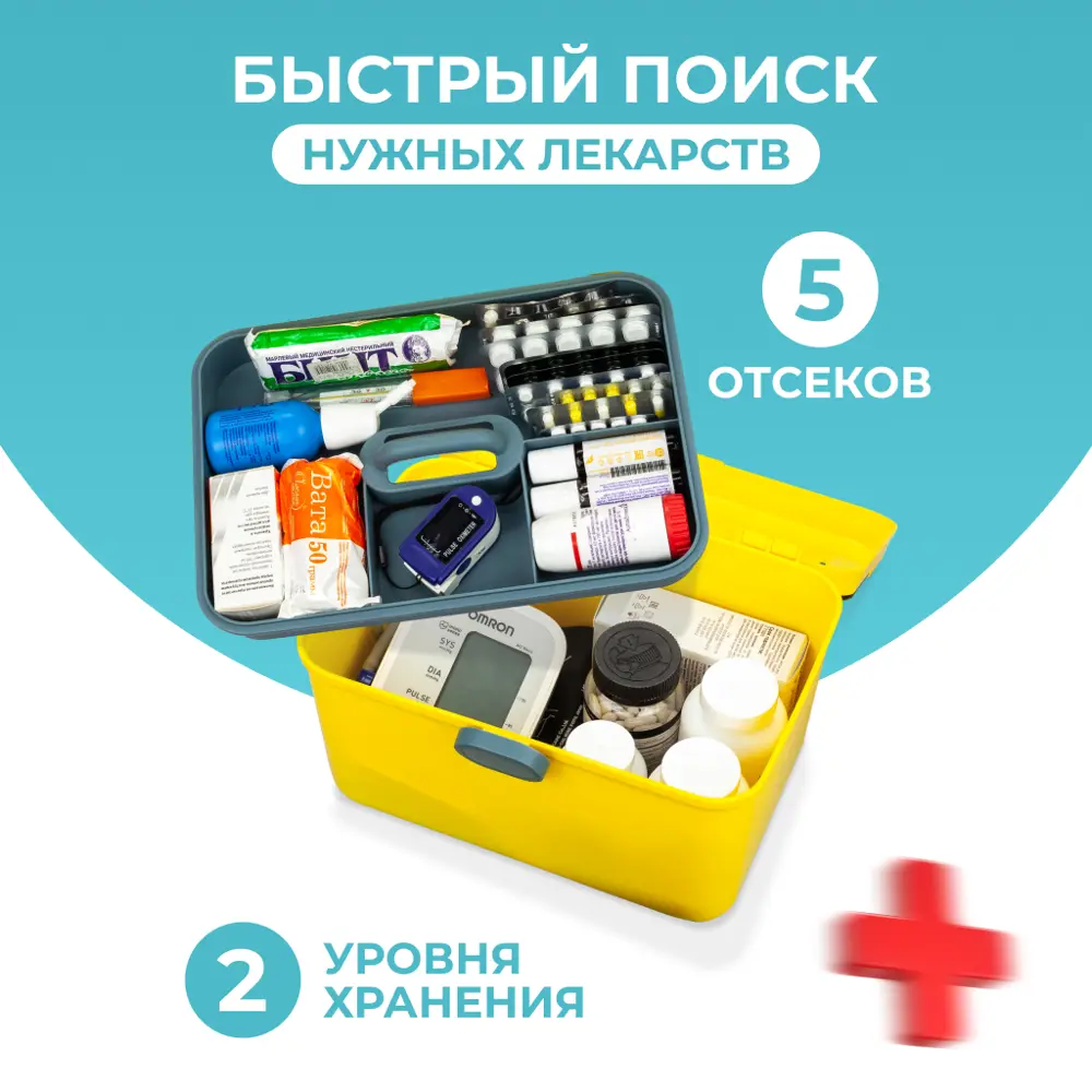 Фото 2 Аптечка Solmax SM97226 27x18.5x17.5 см пластик цвет желтый Фото 2 Аптечка Solmax SM97226 27x18.5x17.5 см пластик цвет желтый