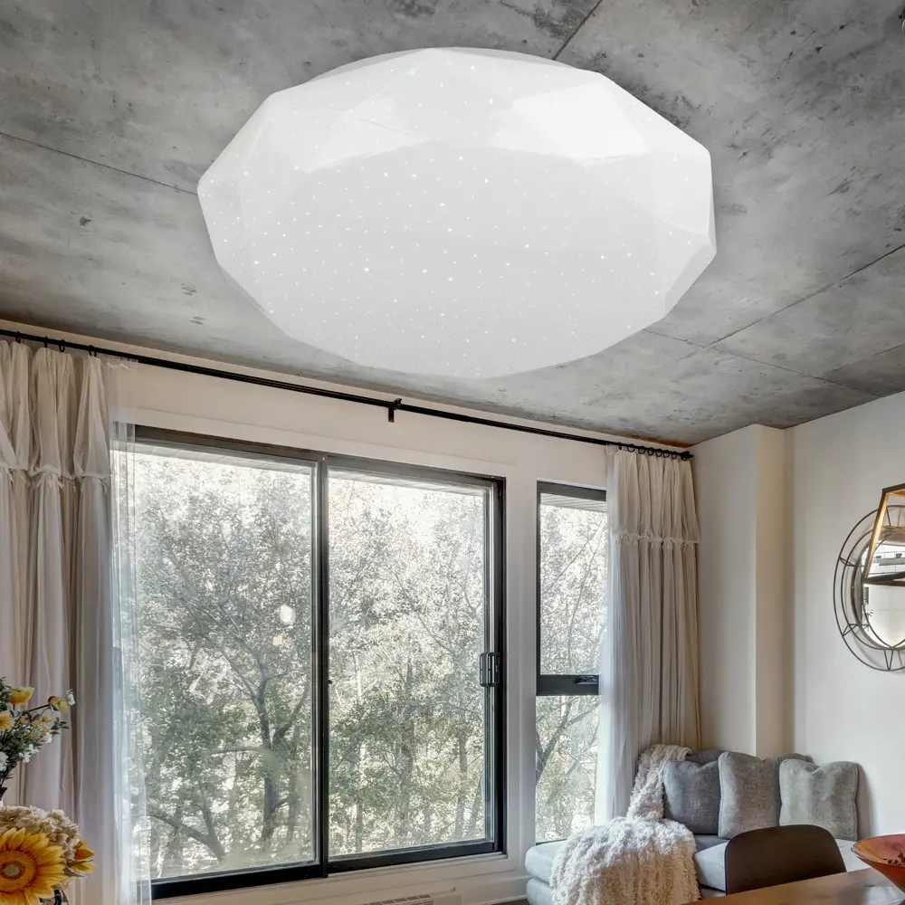 Фото 4 Светильник настенно-потолочный светодиодный ЭРА SPB-6-50-6.5K Sparkle Б0054488 15 м² изменение оттенков белого цвет белый Фото 4 Светильник настенно-потолочный светодиодный ЭРА SPB-6-50-6.5K Sparkle Б0054488 15 м² изменение оттенков белого цвет белый