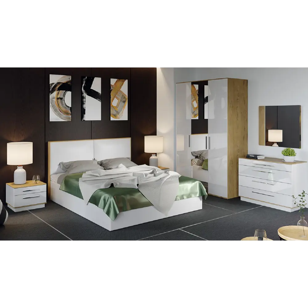 Фото 3 Тумба прикроватная Трия 50x45x38 см 2 ящика ЛДСП цвет бежевый