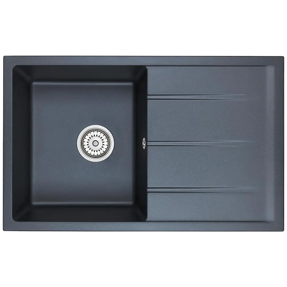 Фото 4 Врезная мойка Domaci Солерно EMQ-1800.Q 80x50x20 см кварц цвет черный Фото 4 Врезная мойка Domaci Солерно EMQ-1800.Q 80x50x20 см кварц цвет черный