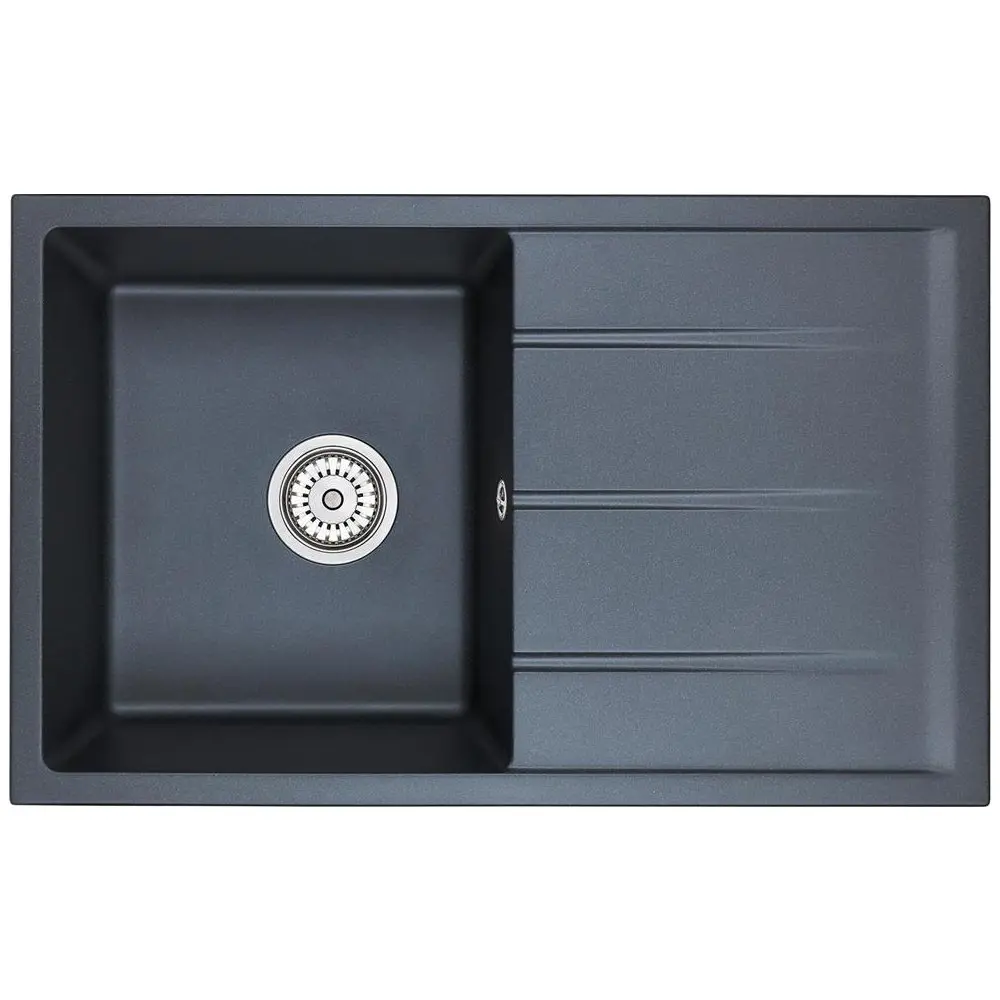 Фото Врезная мойка Domaci Солерно EMQ-1800.Q 80x50x20 см кварц цвет черный Фото Врезная мойка Domaci Солерно EMQ-1800.Q 80x50x20 см кварц цвет черный