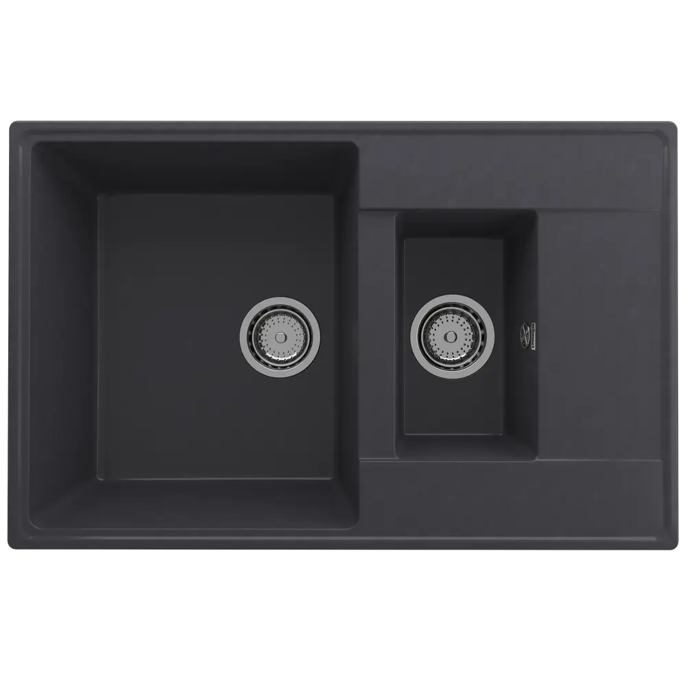 Фото Врезная мойка Domaci Солерно DP 780 1/5 K-08 78x50x20 см кварц цвет черный