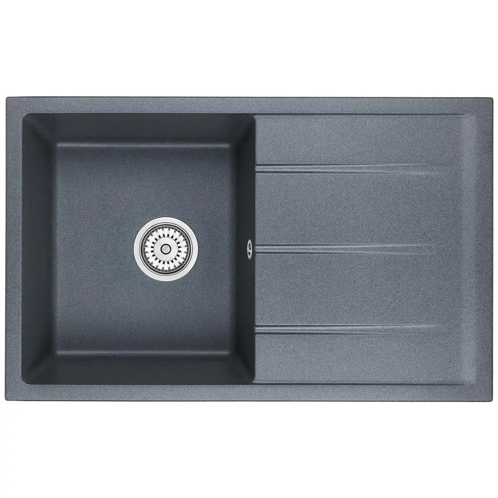 Фото Врезная мойка Domaci Солерно EMQ-1800.Q 80x50x20 см кварц цвет черный/серый