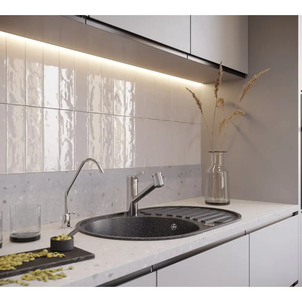 Фото 2 Врезная мойка Domaci Бьелла DMC-18L 77x50x19.50 см искусственный камень цвет черный