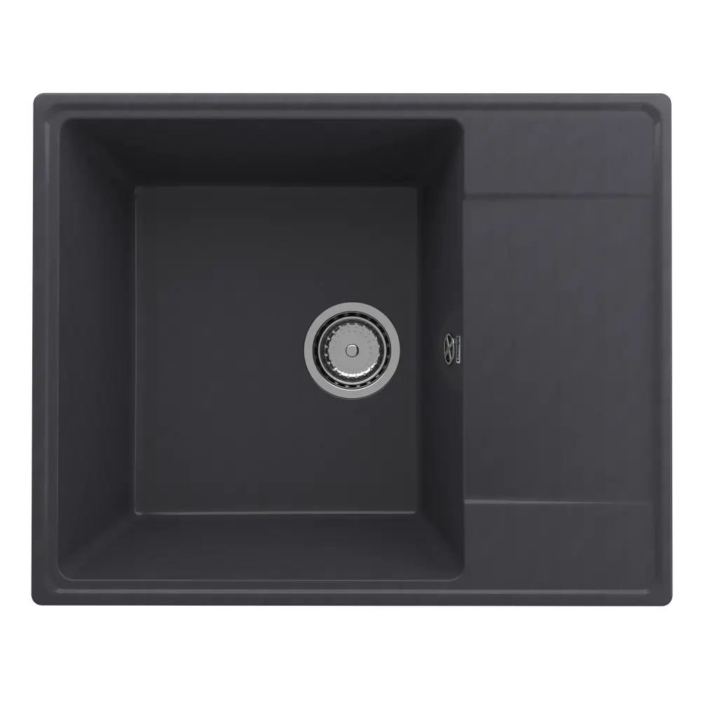Фото Врезная мойка Domaci Солерно DP 605-08 60.50x48.50x20 см кварц цвет черный/жасмин