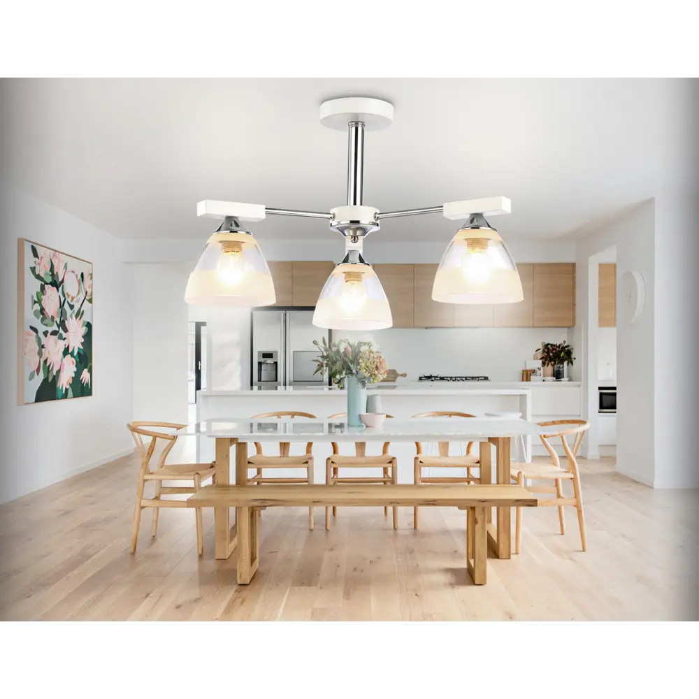 Фото 2 Люстра подвесная AMBRELLA LIGHT TR9091 3 лампы 16 м² цвет хром/белый Фото 2 Люстра подвесная AMBRELLA LIGHT TR9091 3 лампы 16 м² цвет хром/белый