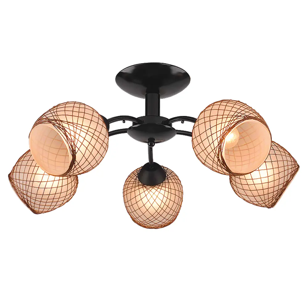 Фото Люстра потолочная Luminarte Zephyr-CL40E27-5BL 5 ламп 20 м² цвет коричневый Фото Люстра потолочная Luminarte Zephyr-CL40E27-5BL 5 ламп 20 м² цвет коричневый