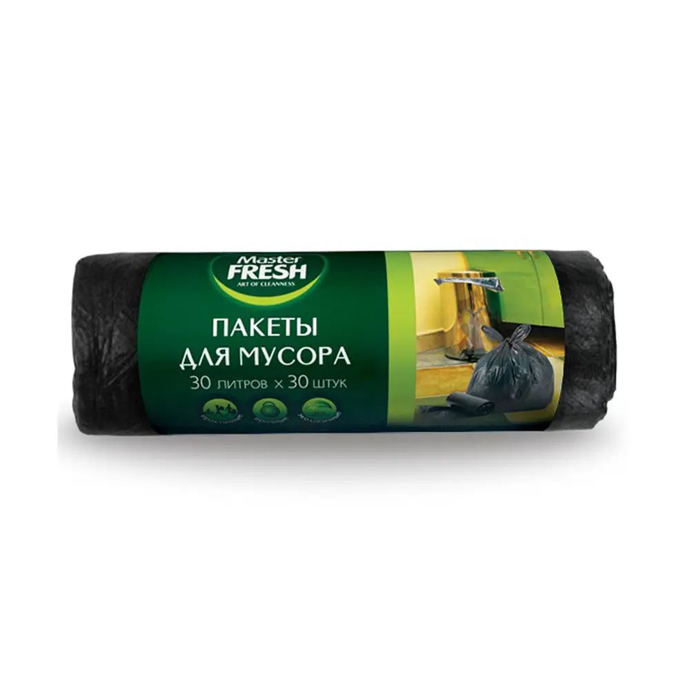 Фото Мешки для мусора Master Fresh 30л 30шт черный Фото Мешки для мусора Master Fresh 30л 30шт черный