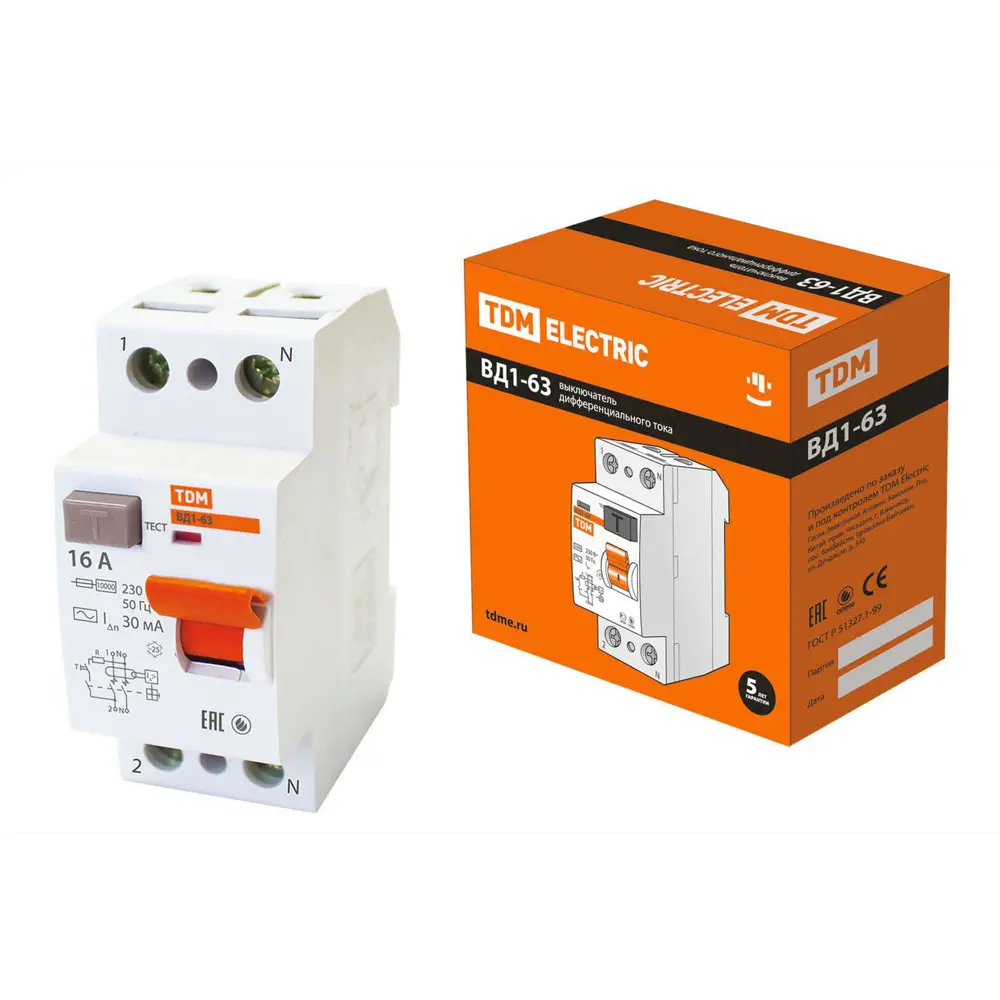 Фото УЗО TDM ELECTRIC SQ0203-0004 16 А 230 В 2 модуля Фото УЗО TDM ELECTRIC SQ0203-0004 16 А 230 В 2 модуля