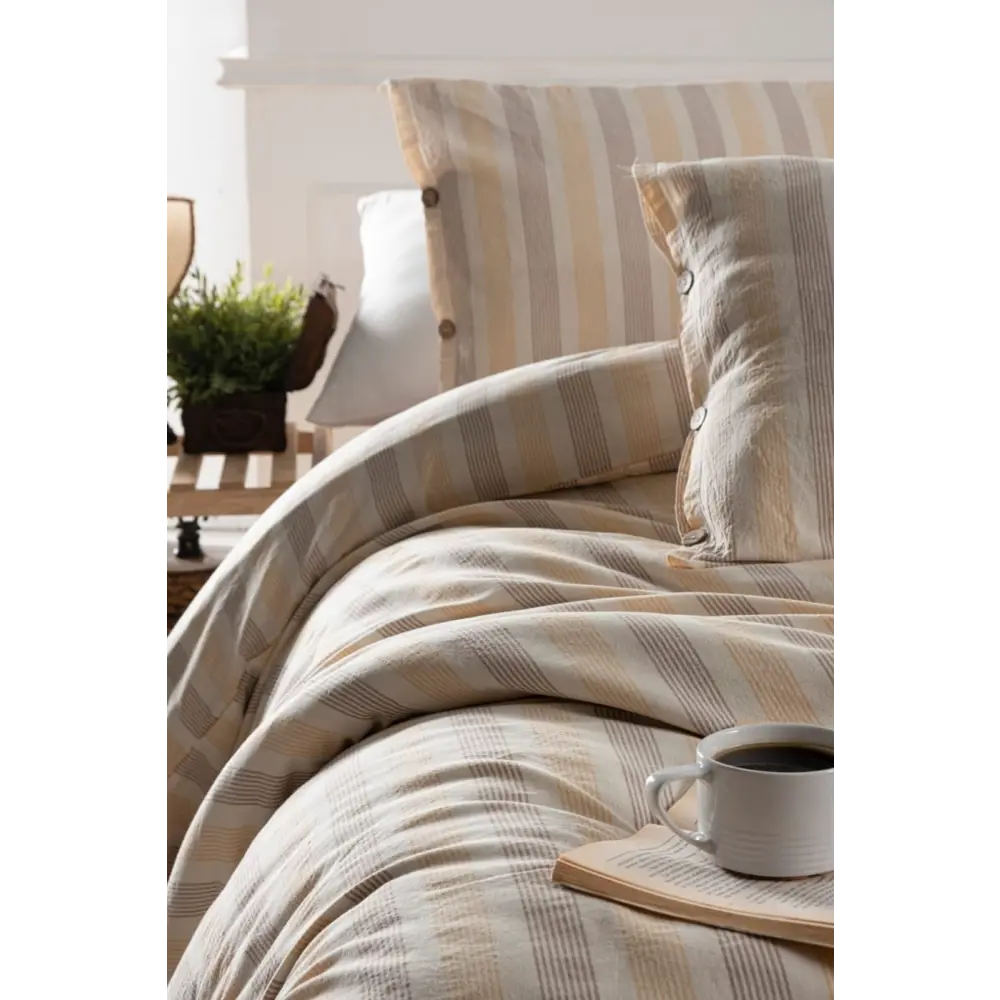 Фото 3 Комплект постельного белья Arya Home Yarn Dyed двуспальный хлопок цвет кремовый Фото 3 Комплект постельного белья Arya Home Yarn Dyed двуспальный хлопок цвет кремовый