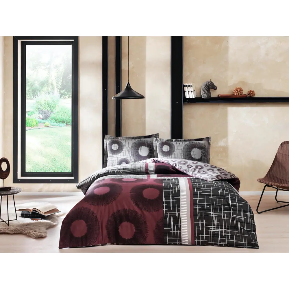 Фото Комплект постельного белья Tac tntc1304, евро, сатин, цвет красный