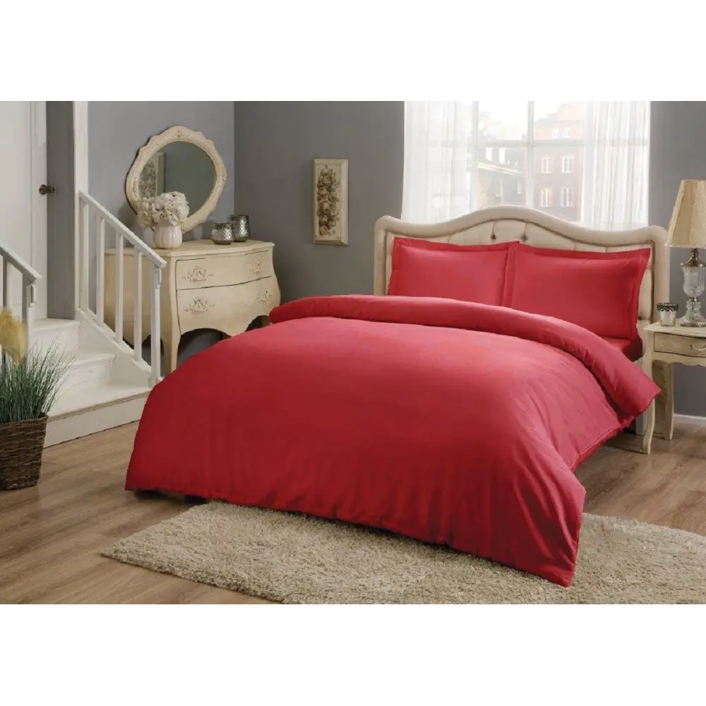Фото Комплект постельного белья Tac tntc142/красный, евро, сатин, цвет красный