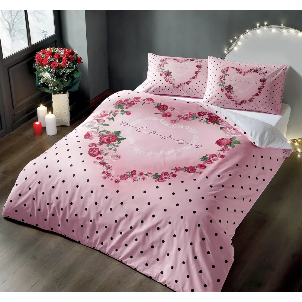 Фото Комплект постельного белья Tac tntc267/267, евро, ранфорс, цвет розовый