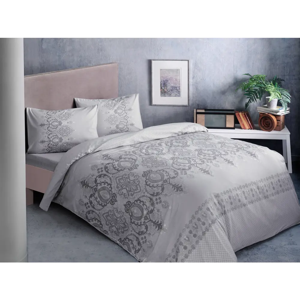 Фото Комплект постельного белья Tac tntc289/289, полутораспальный, ранфорс, цвет серый Фото Комплект постельного белья Tac tntc289/289, полутораспальный, ранфорс, цвет серый