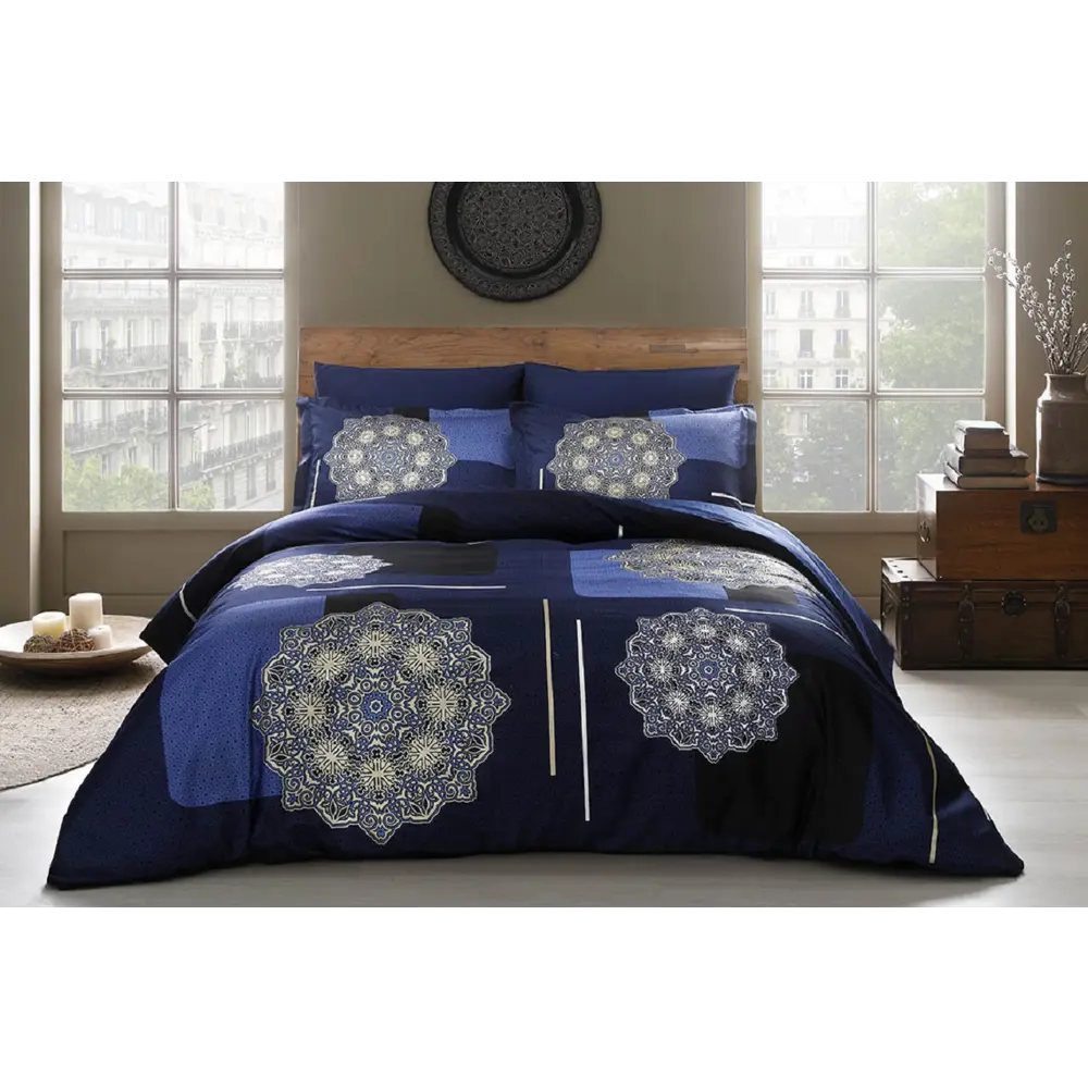 Фото Комплект постельного белья Tac tntc377/377, евро, сатин, цвет синий