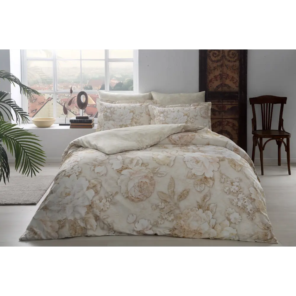 Фото Комплект постельного белья Tac tntc714/714, семейный, сатин, цвет бежевый