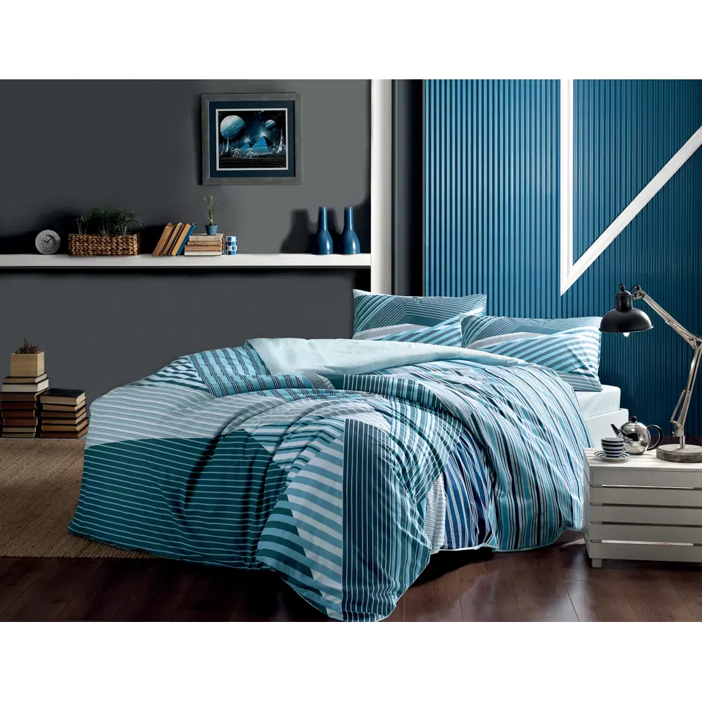 Фото Комплект постельного белья Tac tntc129/129, полутораспальный, ранфорс, цвет синий Фото Комплект постельного белья Tac tntc129/129, полутораспальный, ранфорс, цвет синий