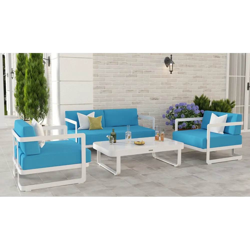Фото 9 Садовая мебель для отдыха Ideal patio outdoor style Silena blue алюминий серый:стол, диван, 2 кресла Фото 9 Садовая мебель для отдыха Ideal patio outdoor style Silena blue алюминий серый:стол, диван, 2 кресла