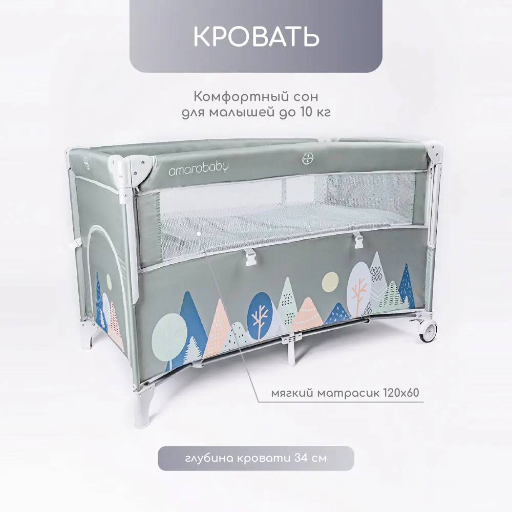 Фото 4 Кровать Amarobaby 71x125 см сталь цвет зеленый Фото 4 Кровать Amarobaby 71x125 см сталь цвет зеленый